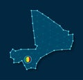 Mali simplified vector map in a digital blue design