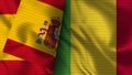 Mali and Spain Realistic Flag Ã¢â¬â Fabric Texture Illustration