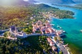 Mali Ston waterfront aerial sun haze view Royalty Free Stock Photo