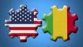 Mali and USA United States of America Wheel Gears Flags Ã¢â¬â 3D Illustrations