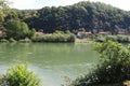 Mali Zvornik, Serbia, September 29, 2022. Drina river near Banja Koviljaca, view of the coast of Serbia from BiH. The Royalty Free Stock Photo