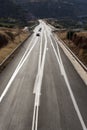 Over painted white lines confuse motorists at Malia, Crete, Greece