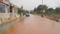 Malia town near Heraklion on Crete Island in Greece during heavy rain and floodings.