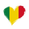 Malian flag heart-shaped grunge background. Vector illustration.