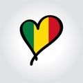 Malian flag heart-shaped hand drawn logo. Vector illustration.