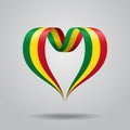 Malian flag heart-shaped ribbon. Vector illustration.