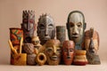 Malian Masks Studio Heritage Display Royalty Free Stock Photo