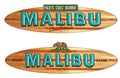 Malibu Beach California surfboard sign Royalty Free Stock Photo