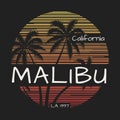 Malibu california tee print with palm trees