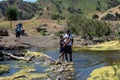 Malibu Creek State Park, CA United States - May 5, 2019: Tourists and hikers at Malibu Creek State Park in Spring, 2019