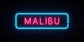 Malibu neon sign. Royalty Free Stock Photo