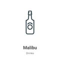 Malibu outline vector icon. Thin line black malibu icon, flat vector simple element illustration from editable drinks concept Royalty Free Stock Photo