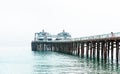Malibu pier in Southern California, Pacific coast, USA. View on the Pacific Ocean. Copy space for text