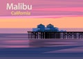 Malibu Pier at sunset in California, United States