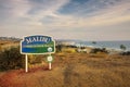 Malibu road sign near Los Angeles, California Royalty Free Stock Photo