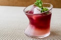 Malibu Sunset Cocktail with mint leaves. Royalty Free Stock Photo