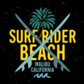 Malibu Surf Rider Beach California Surfing Surf Sign Label for Promotion Ads t shirt or sticker Poster Flyer Desig