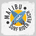 Malibu Surf Rider Beach California Surfing Surf Design With A Surfboards Logo Sign Label for Promotion Ads t shirt o