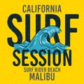 Malibu Surf Rider Beach California Surfing Surf Typographic Type Design Sign Label for Promotion Ads t shirt or stick