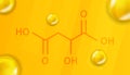 Malic acid chemical formula. Malic acid 3D Realistic chemical molecular structure