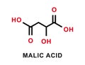 Malic acid chemical formula. Malic acid chemical molecular structure. Vector illustration