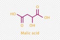Malic acid chemical formula. Malic acid structural chemical formula isolated on transparent background.