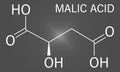 Malic acid fruit acid molecule. Skeletal formula.