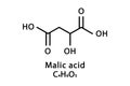 Malic acid molecular structure. Malic acid skeletal chemical formula. Chemical molecular formula vector illustration