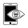 Malicious app half glyph vector icon which can easily modify or edit