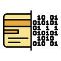 Malicious code on hard drive icon color outline vector