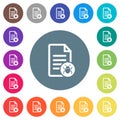 Malicious document flat white icons on round color backgrounds