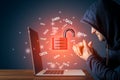 Malicious hacker prepared to steal data cybersecurity concept