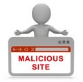 Malicious Site Website Infection Warning 3d Rendering Royalty Free Stock Photo