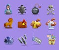 Malicious Software Icons Set