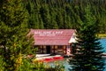 maligne lake boat house Royalty Free Stock Photo