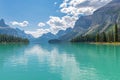 Maligne Lake Reflection, Jasper, Canada Royalty Free Stock Photo