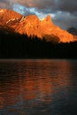 Maligne Lake sunset Royalty Free Stock Photo