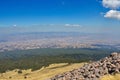 The malinche volcano, panoramic view from the top of the forest, shows the pollution of the city Royalty Free Stock Photo