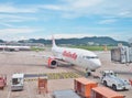 Malindo Air landed at Penang International Airport, Malaysia.