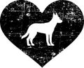 Malinois in heart black and white