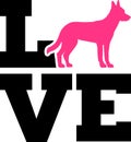 Malinois love with pink silhouette