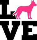 Malinois love with pink silhouette Royalty Free Stock Photo