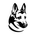 Malinois shepherd dog black and white vector head outline