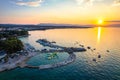 Malinska waterfront beach and turquoise coastline sunset view