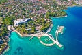 Malinska waterfront beaches and turquoise coastline view, Island of Krk