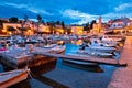 Malinska waterfront and harbor dawn view Royalty Free Stock Photo