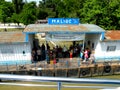 Maliuc, harbor on the Sulina channel on the Danube Delta. Royalty Free Stock Photo