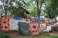 Malkerns Craft Market with colorful textiles for sale in Eswatini