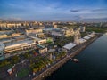 Mall of Asia in Bay City, Pasay, Manila Philippines with Pier and Cityscape. Royalty Free Stock Photo