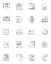 Mall browsing linear icons set. Shopping, Window-shopping, Retail, Boutiques, Sales, Discounts, Fashion line vector and